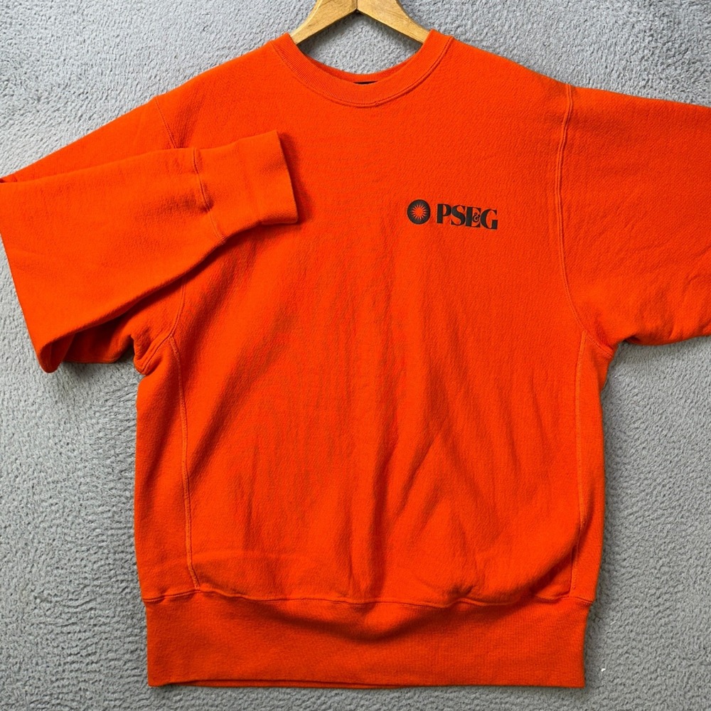 Vintage Camber Mens Large Sweatshirt Crewneck Orange Made In USA Pullover EUC